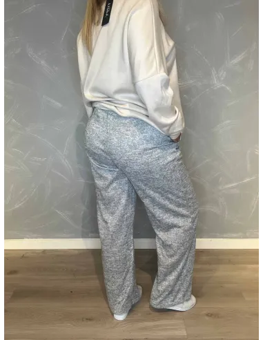 "Bagside af lys grå meleret casual løse bukser til kvinder - TIPPY"