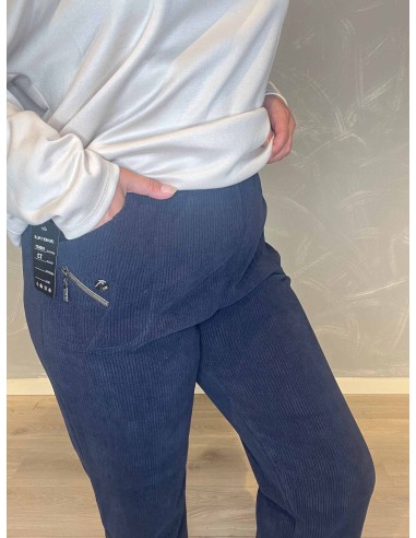 Cherry Berry bukser til kvinder i navy fløjl, en TIPPY klassiker, med lommer og elastik i taljen