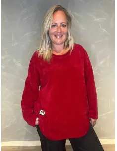 "Rød velour trøje med blød viskose til kvinder - TIPPY Collection"