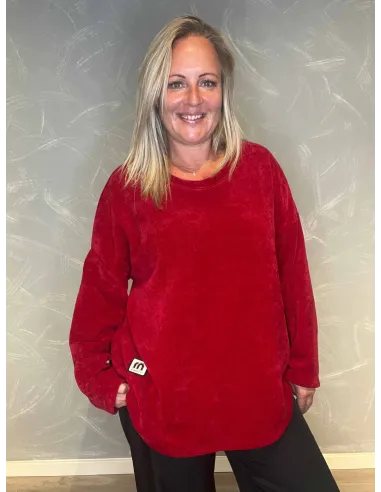 "Rød velour trøje med blød viskose til kvinder - TIPPY Collection"