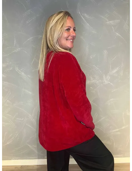 "Bagside af rød velour trøje til kvinder - TIPPY"