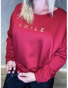 "Rød smile sweatshirt med plys og bling print til kvinder - TIPPY Collection" 2