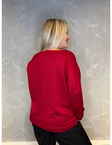 "Bagside af rød smile sweatshirt til kvinder - TIPPY"