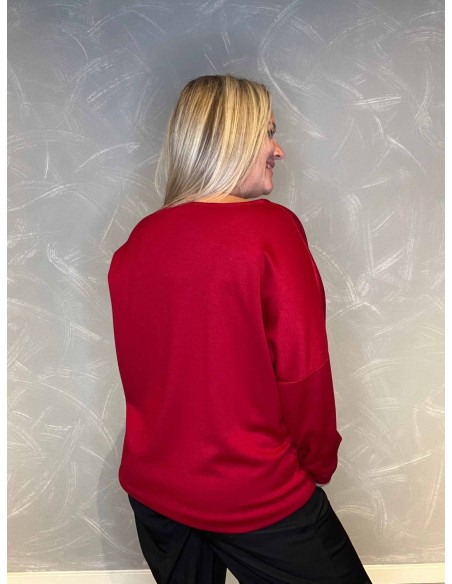 "Bagside af rød smile sweatshirt til kvinder - TIPPY"