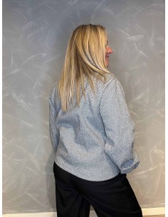 "Grå kort frakke med striber og guld knapper til kvinder - TIPPY Collection" 2