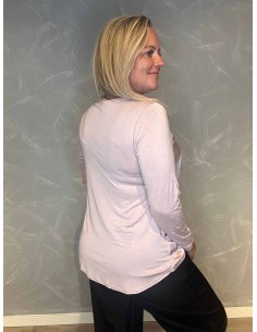 "Rosa viskose bluse med shiny front og løs pasform til kvinder - TIPPY Collection" 2