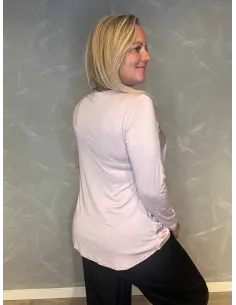 "Rosa viskose bluse med shiny front og løs pasform til kvinder - TIPPY Collection" 2