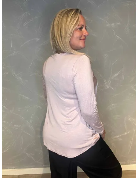 "Bagside af rosa viskose bluse med strækbar viskose til kvinder - TIPPY"