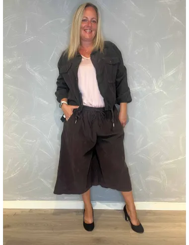 "Brun culottes i fløjl med vide ben til kvinder - Italian Select"