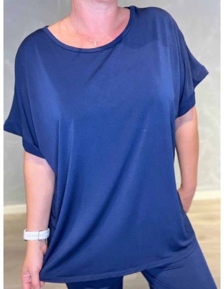 Box Bluse med Stræk til kvinder - Navy | TIPPY