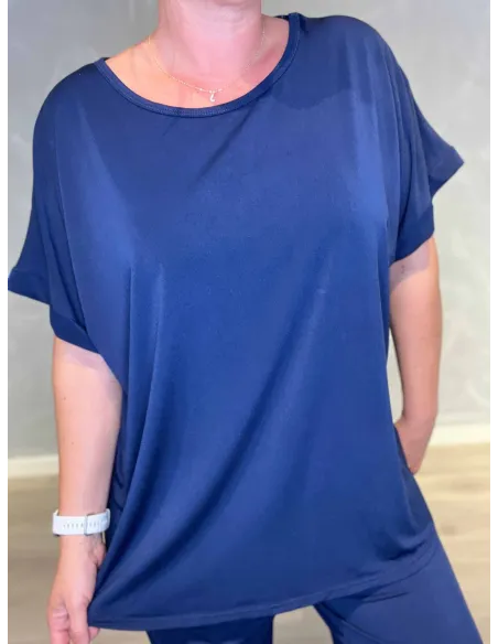 Box Bluse med Stræk til kvinder - Navy | TIPPY