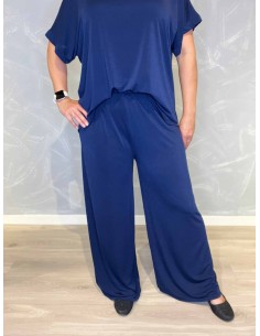 "Navy casual løse bukser med stræk og vide ben til kvinder - TIPPY Collection" 2
