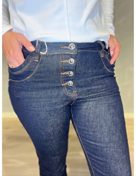 Knaplukning på Karostar  slim fit jeans i mørk denim – TIPPY