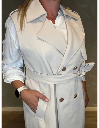 "Bælte på beige lang klassisk vest til kvinder - TIPPY"