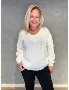 "Milk klassisk strik med V-hals til kvinder - Design by TIPPY"