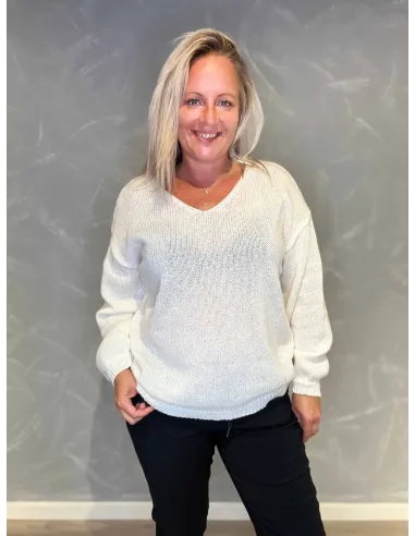 "Milk klassisk strik med V-hals til kvinder - Design by TIPPY"