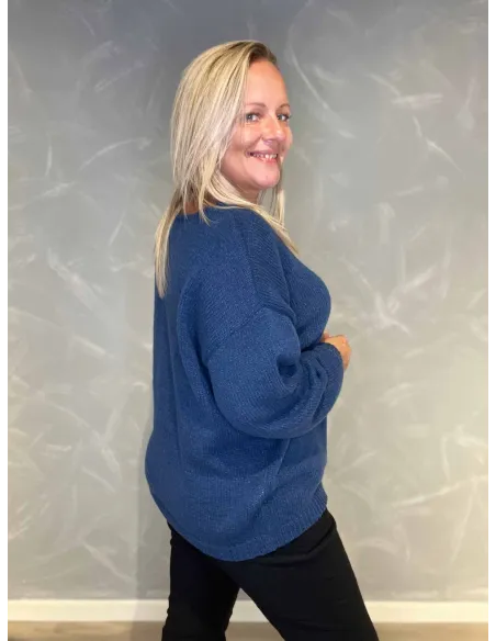 "Bagside af blå klassisk strik til kvinder - TIPPY"