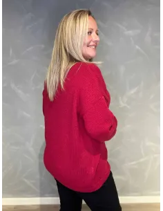 "Rød klassisk strik med V-hals til kvinder - Design by TIPPY" 2