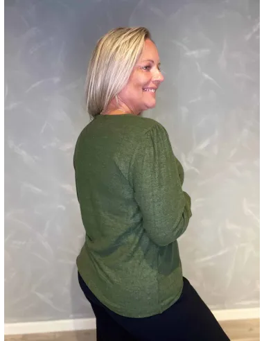 "Bagside af meleret grøn pullover bluse til kvinder - TIPPY"