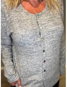 "Grå meleret cardigan med farvede knapper til kvinder - Design by TIPPY" 2