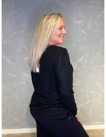 "Bagside af sort cardigan med farvede knapper til kvinder - TIPPY"