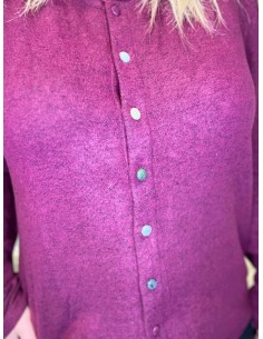 "Meleret bordeaux cardigan med farvede knapper til kvinder - Design by TIPPY" 2