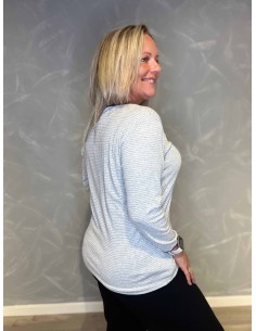 "Grå stribet t-shirt med hvide striber til kvinder - TIPPY Design" 2