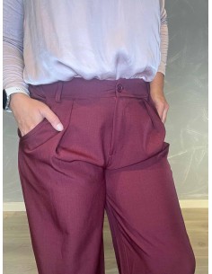 "Maroon habit bukser med brede ben og sidelommer til kvinder - TIPPY Collection" 2
