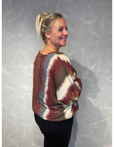 "Bagside af bluse med print og elastik forneden"