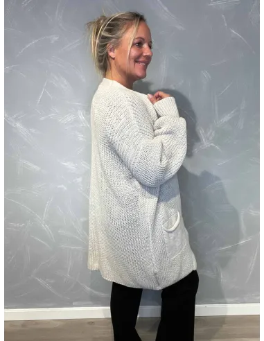 "Bagside af lang cardigan med elegant pasform"