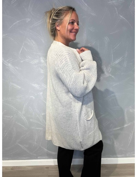 "Bagside af lang cardigan med elegant pasform"
