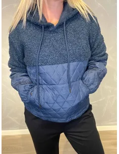 "Navy quiltet anorak med hætte og kængurolomme" 2