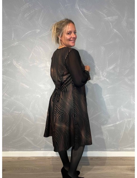 "Bagside af kjole med transparente ærmer"