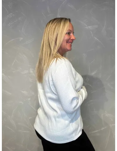 "Bagside af cardigan med rib-struktur"