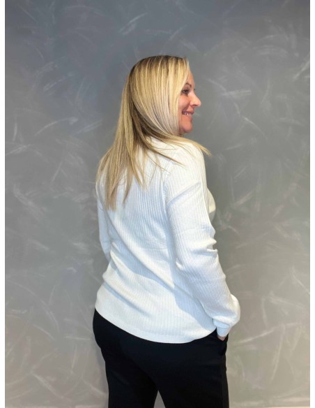 "Milk rib strik bluse med rund hals"
