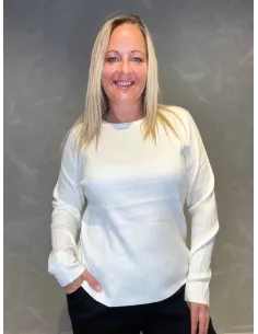 "Milk rib strik bluse med rund hals"