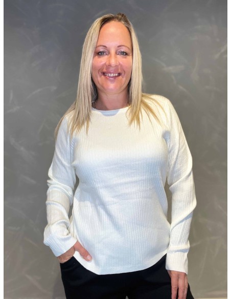 "Milk rib strik bluse med rund hals"