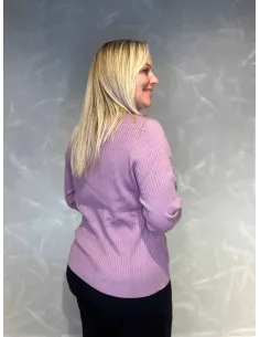 "Lavendel rib strik bluse med rund hals" 2