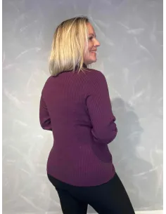 "Mørk lilla højhalset rib strik bluse" 2