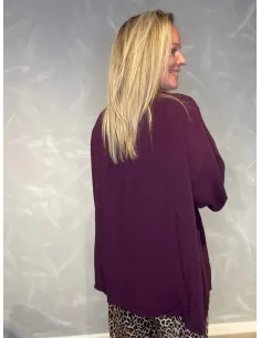 "Mørk lilla tunika med flipkrave og plisseret front" 2