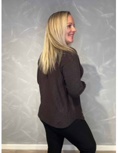 "Brun let viskose strik til kvinder med V-hals - TIPPY Collection" 2
