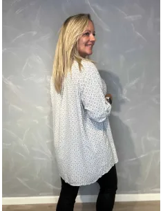 "Sand mønstret skjortebluse til kvinder med småprikket design og lange ærmer - TIPPY Collection" 2