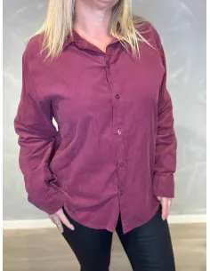 "Bordeaux babyfløjl skjorte til kvinder - TIPPY Collection" 2