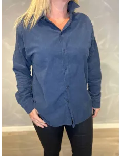 "Navy babyfløjl skjorte til kvinder - TIPPY Collection" 2