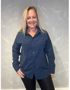 "Navy babyfløjl skjorte til kvinder - TIPPY Collection"