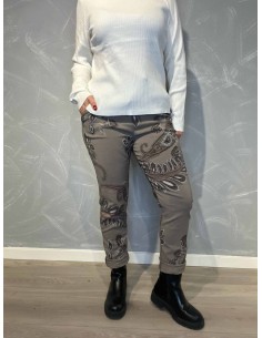 "Brune bukser med paisley print til kvinder - TIPPY Collection"