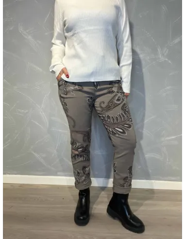 "Brune bukser med paisley print til kvinder - TIPPY Collection"