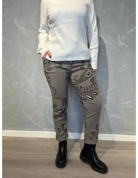 "Brune bukser med paisley print til kvinder - TIPPY Collection"