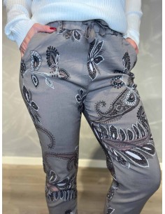 "Brune bukser med paisley print til kvinder - TIPPY Collection" 2
