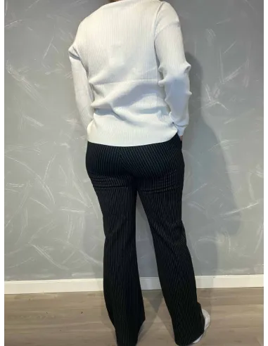 "Bagside af sort/sølvstribede bukser til kvinder - TIPPY"